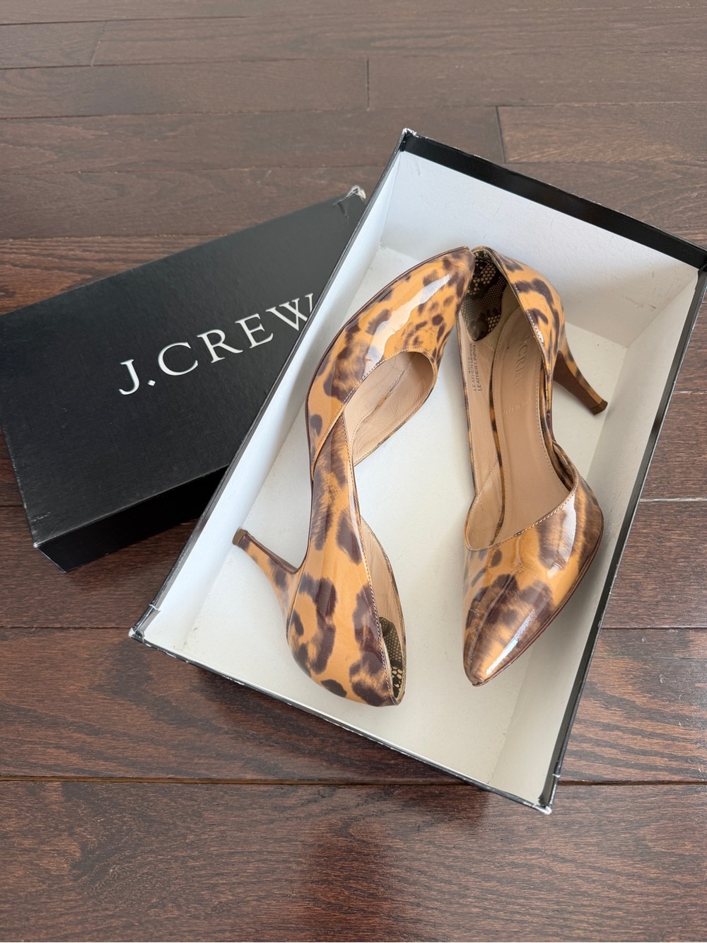 J.Crew Valentina D'Orsay Leopard-Print Pointed Toe Pump size 7.5 - Made in Italy